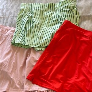 Tennis🌺Golf🌷Walk 🌹Nike Striped Green, All in Motion Pink, and Red Mini Skirt Set